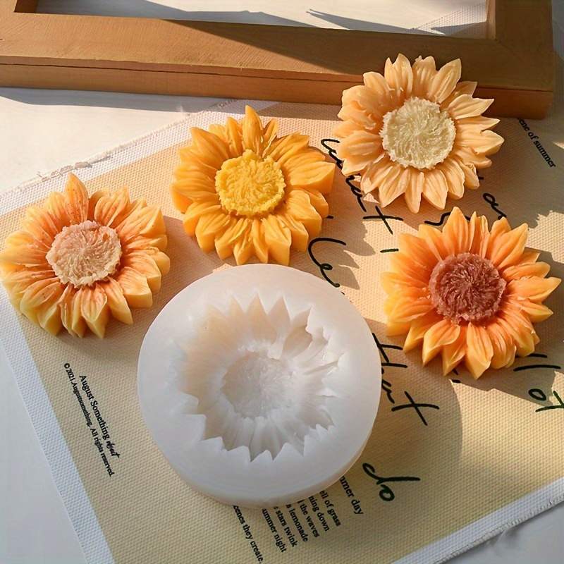 Candle Making Design - Vibrant 3D Sunflower Silicone Mold for