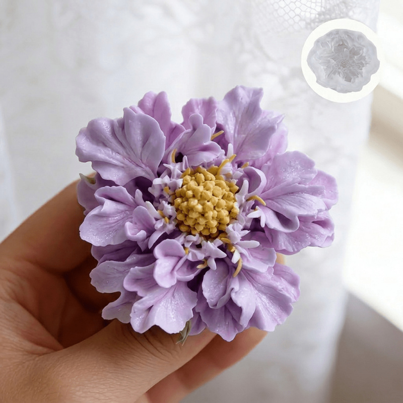 Candle Making Design - 1 Dreamy Blue Potted Flower Silicone