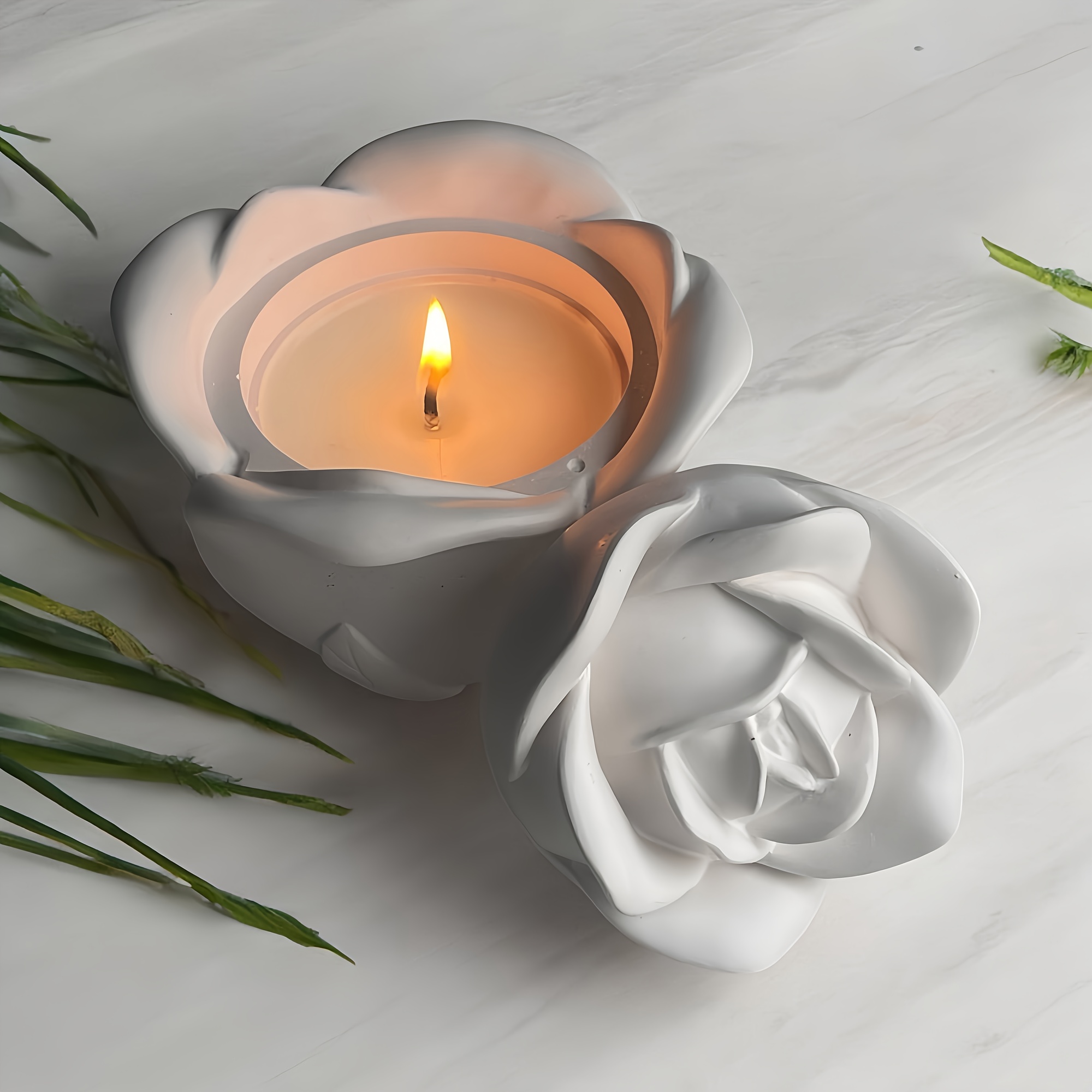 2-Piece Set Rose Shaped Silico - Candle Making Design 评论和价格