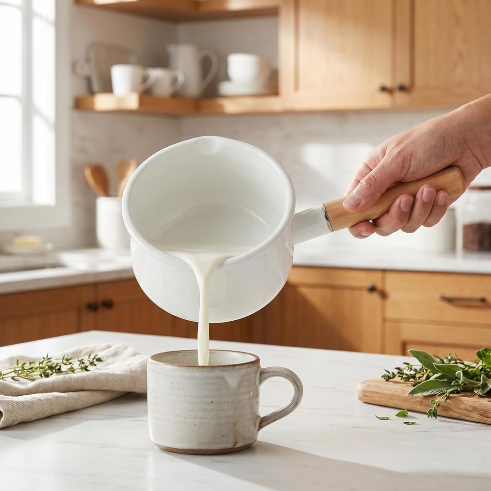 1 Quart Enamel Milk Pan with D - Pour Pot Aluminum 评论和价格